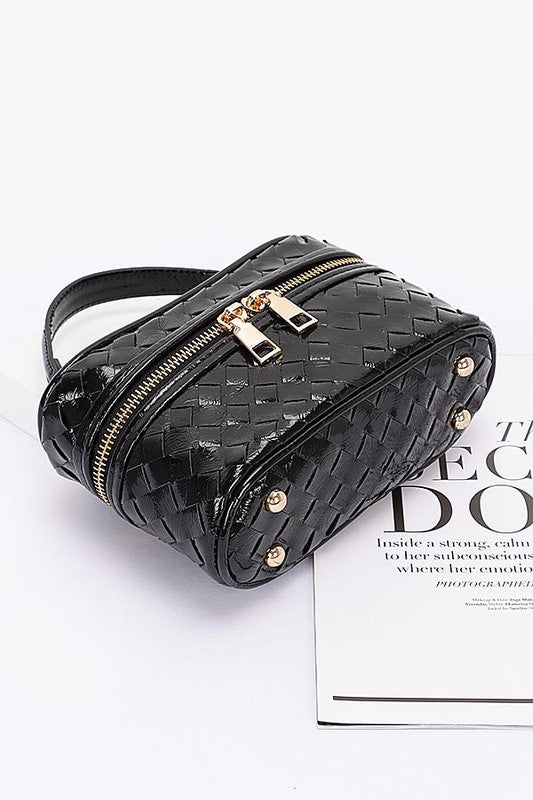 Braided Metallic Top Handle Vanity Swing Bag