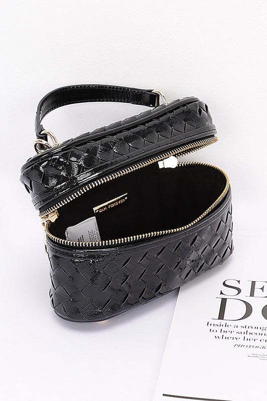 Braided Metallic Top Handle Vanity Swing Bag