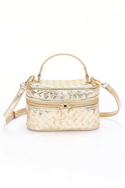 Braided Metallic Top Handle Vanity Swing Bag