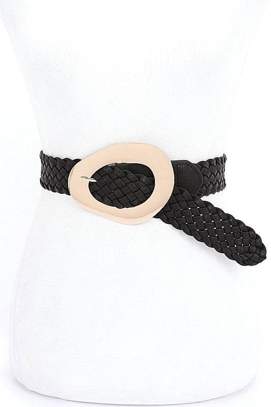 Shiny Buckle Braided Fashion Belt