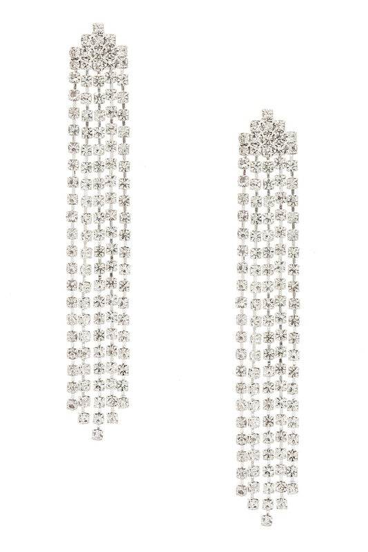 Fringe Rhinestone Chain Drop Earrings