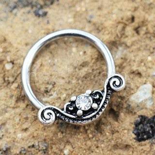 316L Stainless Steel Ornate Design Snap-in Captive