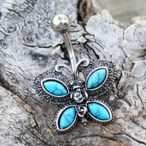 316L Stainless Steel Antique Turquoise Butterfly