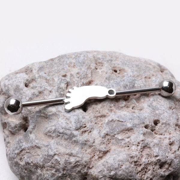 316L Surgical Steel Industrial Barbell Barefoot