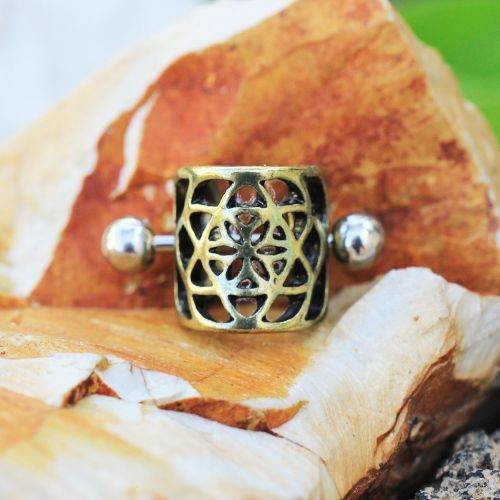 Antique Gold Flower Pentagram Cartilage Ear Cuff