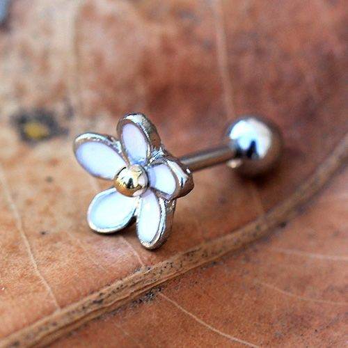 Surgical Steel Sweet White Daisy Flower