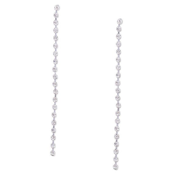 Long Strand Rhinestone Dangle Earrings