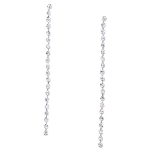Long Strand Rhinestone Dangle Earrings
