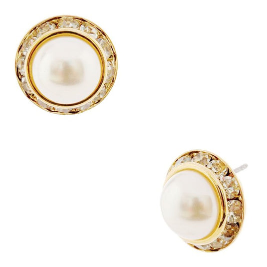 Timeless 10mm Faux Pearl Rondelle Stud Earrings