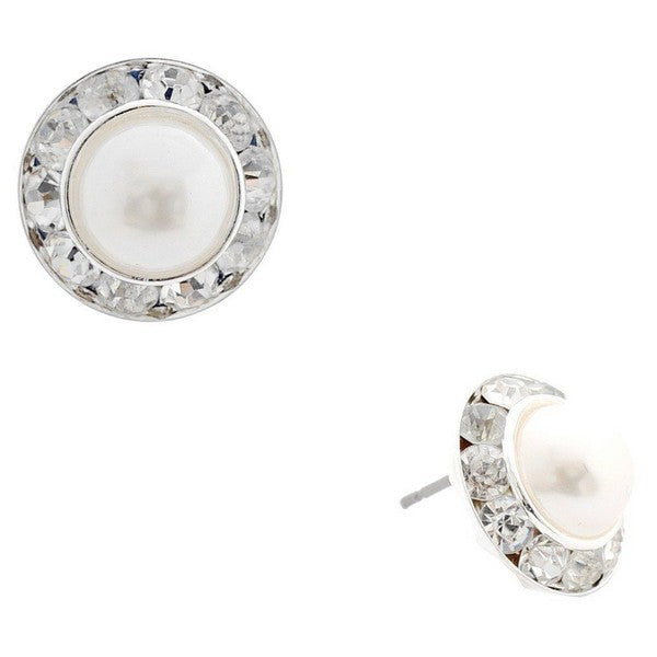Timeless 10mm Faux Pearl Rondelle Stud Earrings