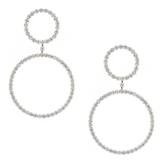 Double Circle Dangle Rhinestone Earrings