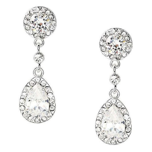 Circle Dangle Teardrop CZ Cubic Earrings