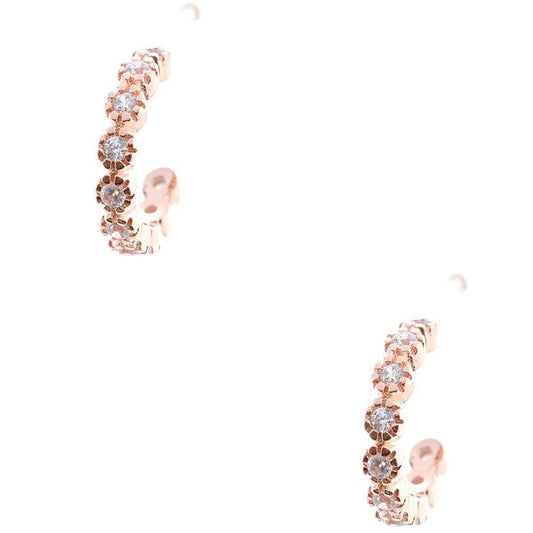 Half Hoop Cozy Cubic Zirconia Huggy Hoop Earrings