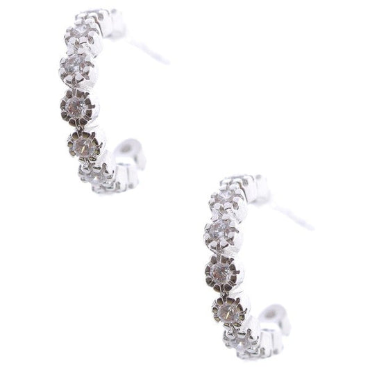 Half Hoop Cozy Cubic Zirconia Huggy Hoop Earrings