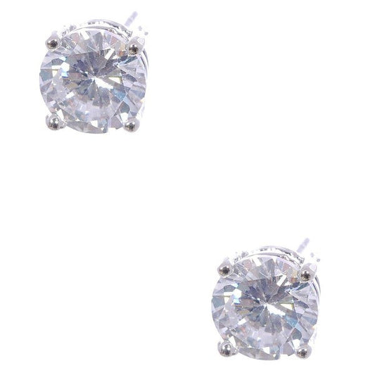 8mm Four Prong Base Cubic Zirconia Earrings
