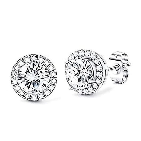 10mm Round Cut Cubic Zirconia Stud Earrings