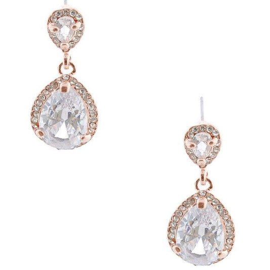 Wedding Oval Shape Rhodium Crystal Dangle Earrings