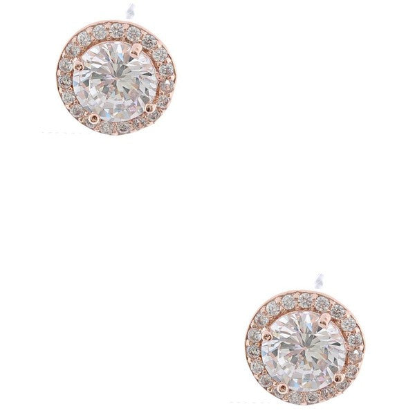 8MM 4 Prong Round Cubic Zirconia Stud Earrings