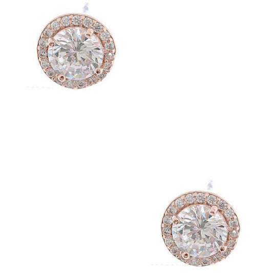 8MM 4 Prong Round Cubic Zirconia Stud Earrings