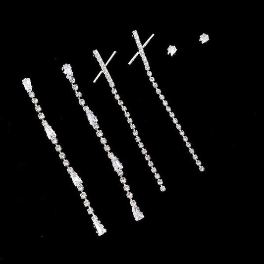 Crystal 3 Pair Dangle Stud Jewelry Earrings