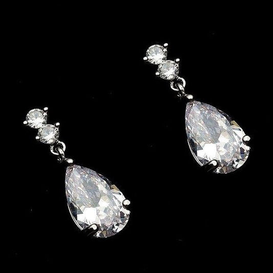 The Silver Crystal Cubic CZ Teardrop earrings