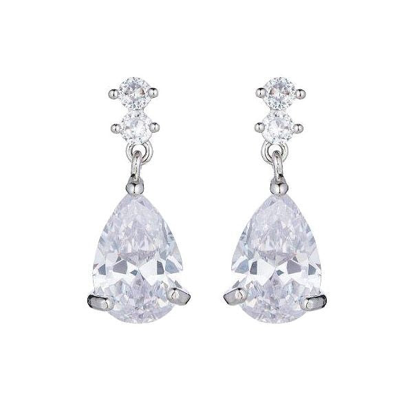 The Silver Crystal Cubic CZ Teardrop earrings
