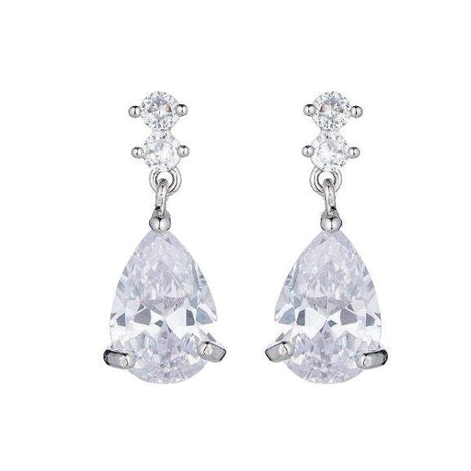 The Silver Crystal Cubic CZ Teardrop earrings
