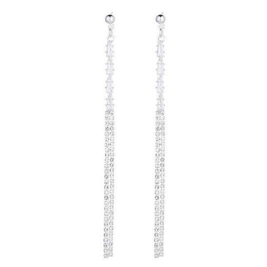Glamorous Crystal Long Tassels Dangle Earrings