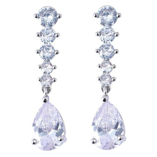 Bold Sparkling Cubic Zirconia CZ Bridal Earrings