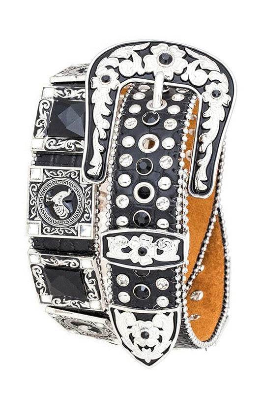 Rooster Concho Crystal Statement Belt
