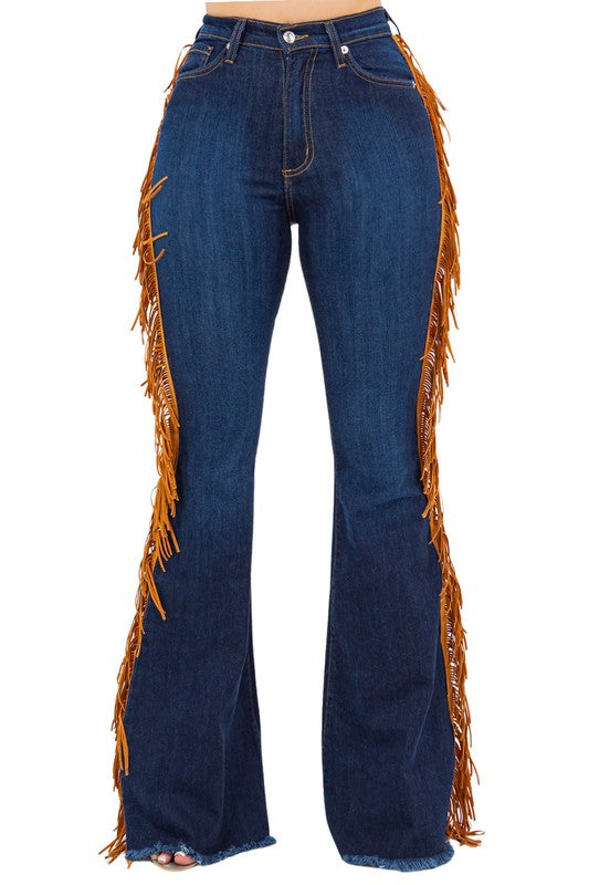 Fringe Bell Bottom in Dark Blue