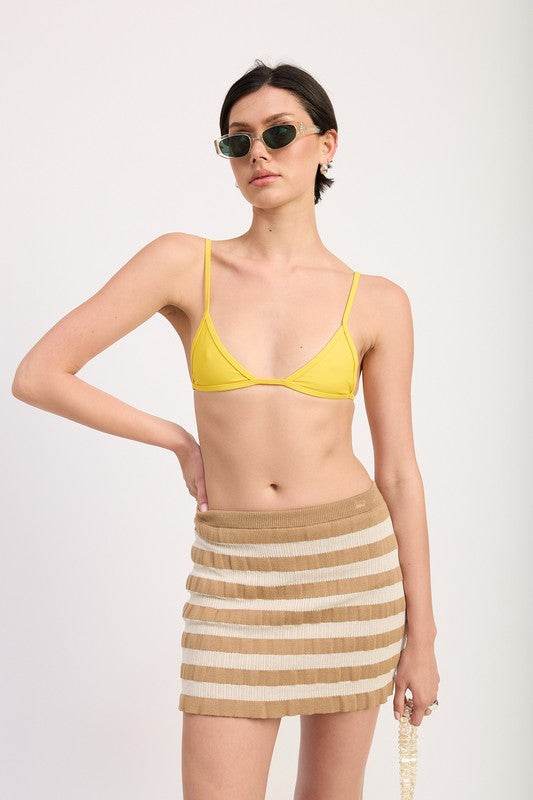 STRIPED RIBBED KNIT MINI SKIRT