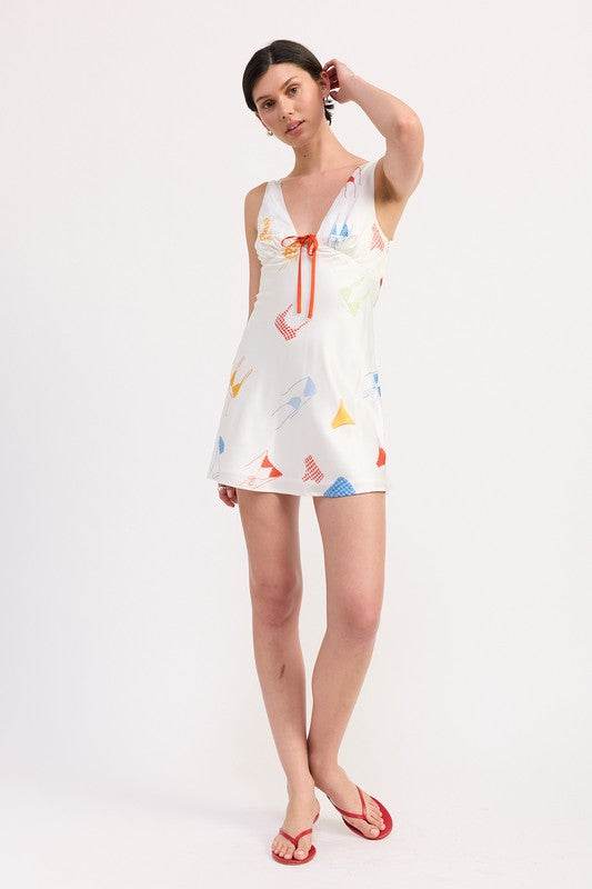 BIKINI PRINT SATIN MINI DRESS