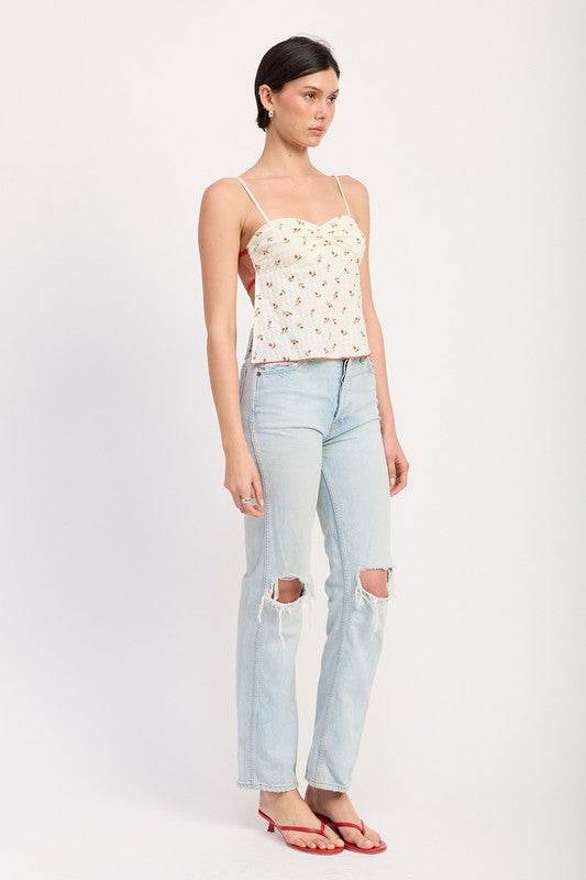 FLORAL SWEETHEART CAMI TOP
