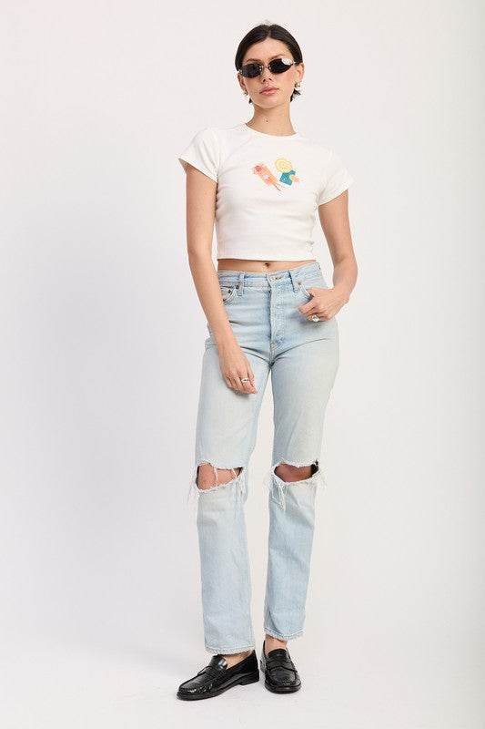 EMBROIDERED GRAPHIC BABY TEE