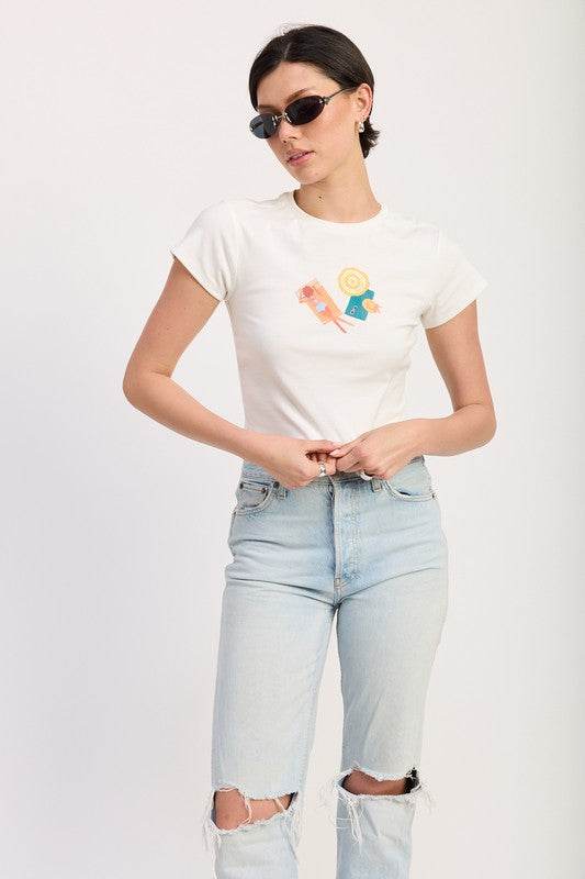 EMBROIDERED GRAPHIC BABY TEE
