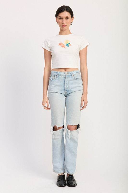 EMBROIDERED GRAPHIC BABY TEE