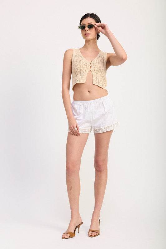 CROCHET BUTTON FRONT VEST TOP
