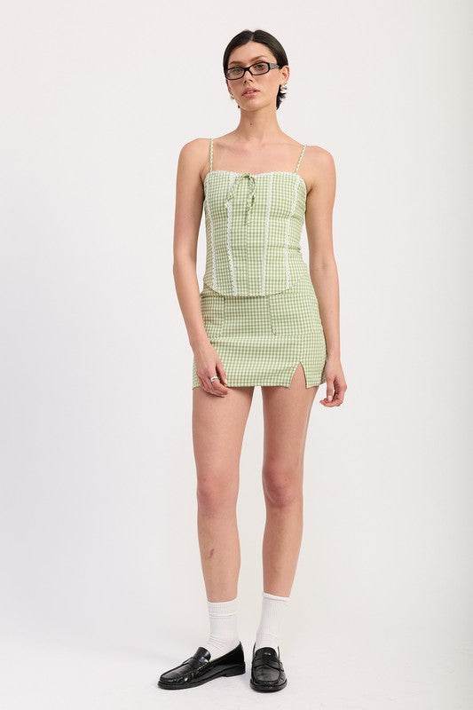 MINI GINGHAM SKIRT WITH POCKETS