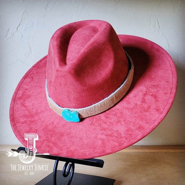 Tan Hide w/Turq Slab Leather Band Choice Hat