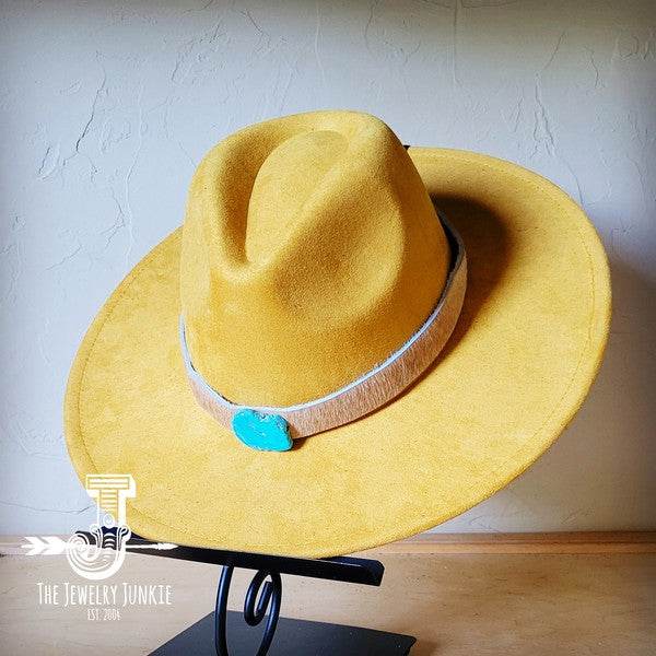 Tan Hide w/Turq Slab Leather Band Choice Hat