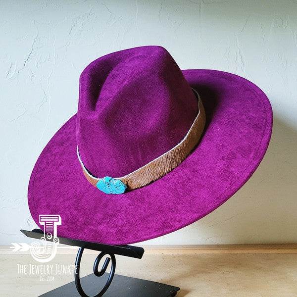 Brown Hide Turq Slab Leather Band Choice Hat
