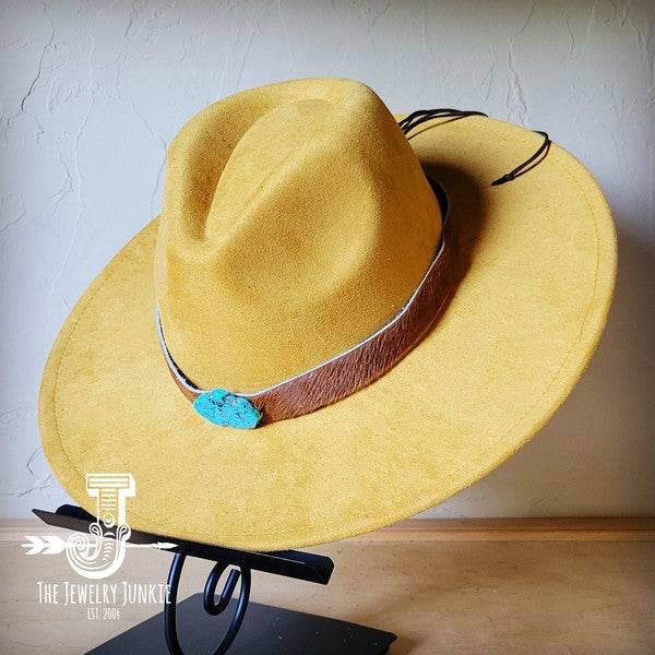 Brown Hide Turq Slab Leather Band Choice Hat