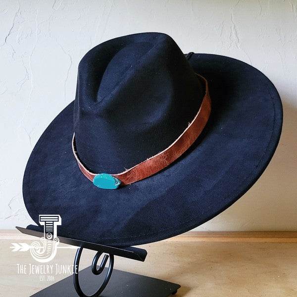 Cognac w/Turq Slab Leather Band Choice Hat