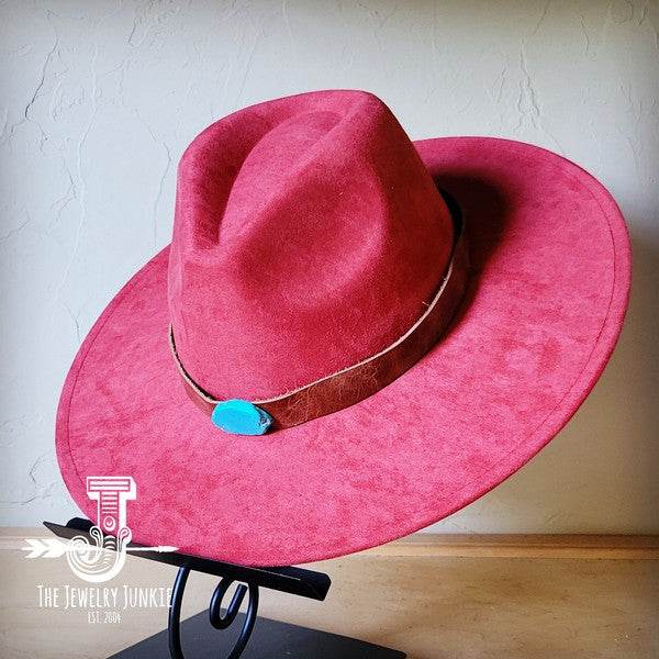 Cognac w/Turq Slab Leather Band Choice Hat