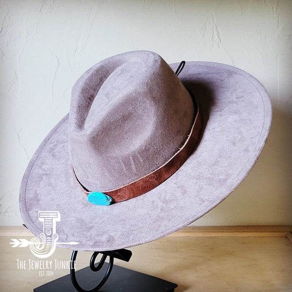 Cognac w/Turq Slab Leather Band Choice Hat