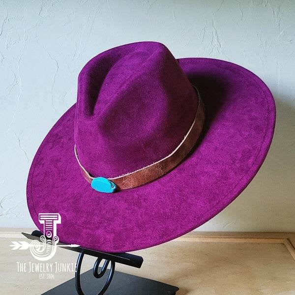 Cognac w/Turq Slab Leather Band Choice Hat