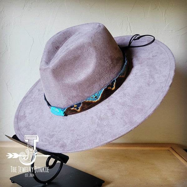Blue Navajo Turquoise Slab Leather Band Choice Hat