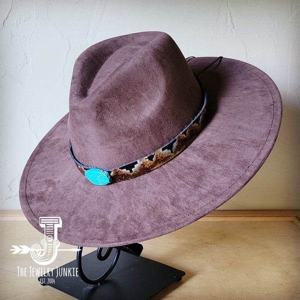 Blue Navajo Turquoise Slab Leather Band Choice Hat