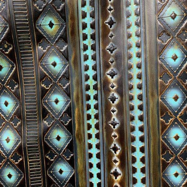 Blue Navajo Turquoise Slab Leather Band Choice Hat